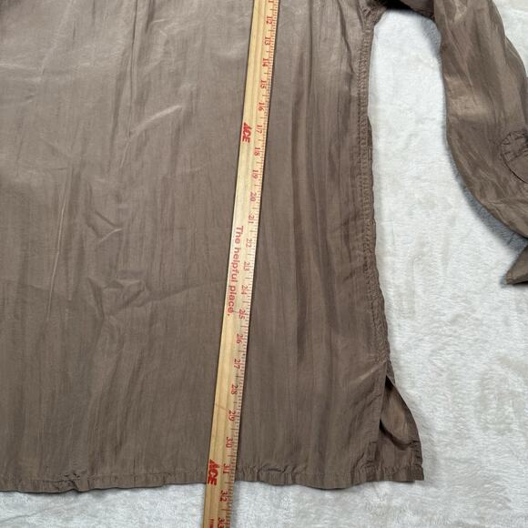 VTG Lanvin Paris 100% Silk Shirt Size Medium M Brown Taupe Long Sleeve Button - Picture 6 of 7